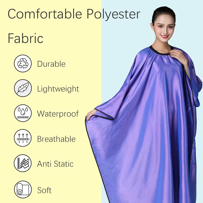 Iusmnur Barber Cape, Professional Hair Salon Cape with Adjustable Metal Clip, Shampoo Hair Cutting Cape for Barbers and Stylists - 55 x 63 inches (Purple) - Image 3